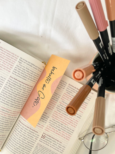 Lesezeichen, Jahreslosung 25, behalte das Gute, lettersandbeauties, christlicher onlineshop, christliche Geschenke