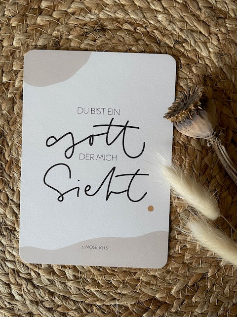 du bist ein Gott der mich sieht, Postkarte mit Bibelvers, Jahreslosung 2023