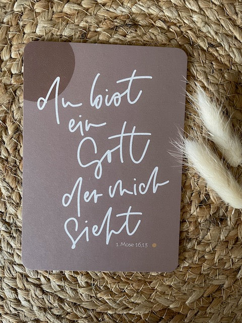du bist ein Gott der mich sieht, Postkarte mit Bibelvers, Jahreslosung 2023