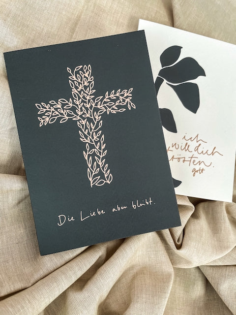 Trauerkarte, Beerdigung, Kondolenz, Beileidskarte, ich will dich trösten, die Liebe aber bleibt, Trauerkarte mit Bibelvers, christliche Trauerkarten, christlicher onlineshop, lettersandbeauties