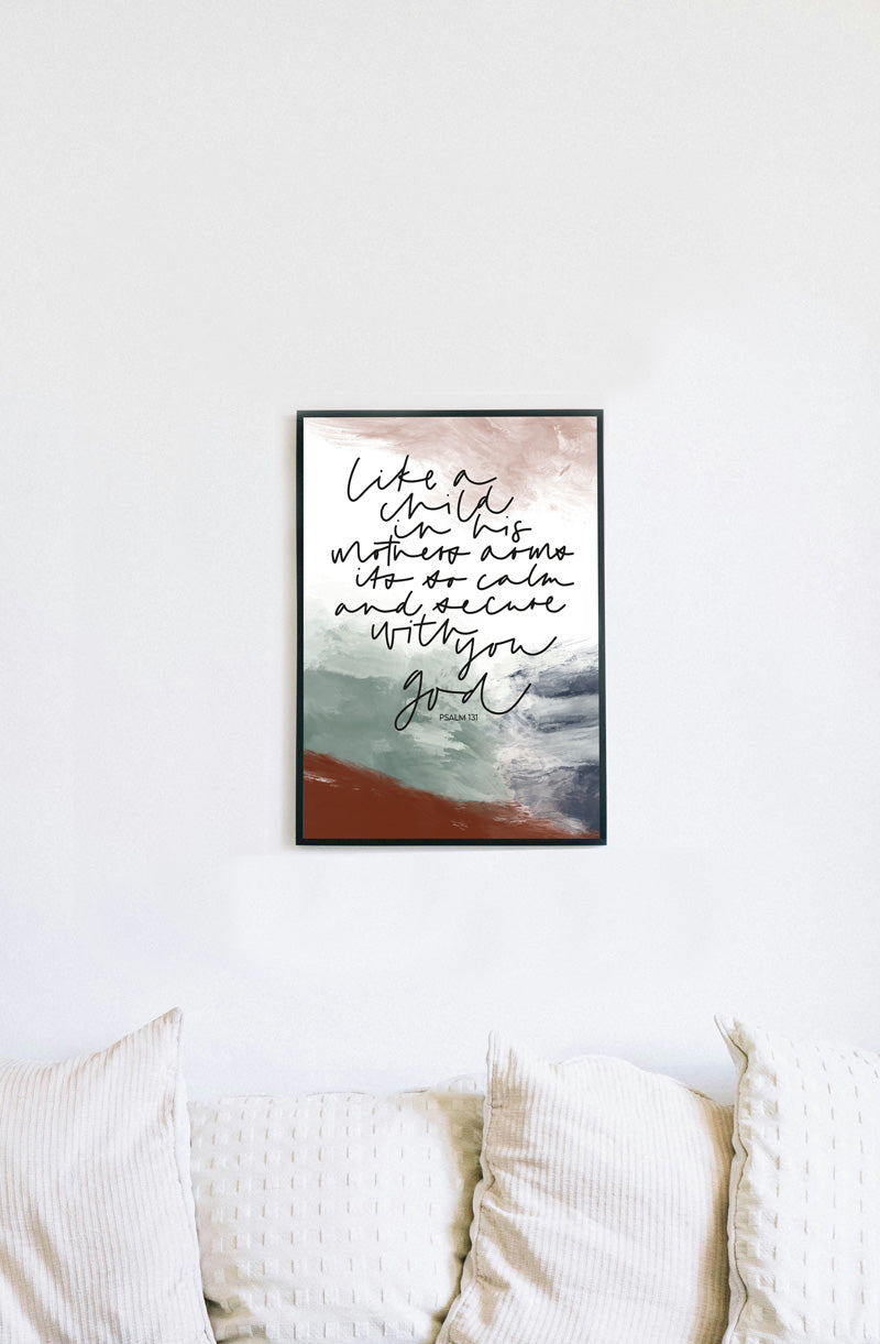 Poster für Christen, christlicher shop, christliche Geschenke, lettersandbeauties, christliche Poster, Ermutigung, I am with you always, Psalm 131