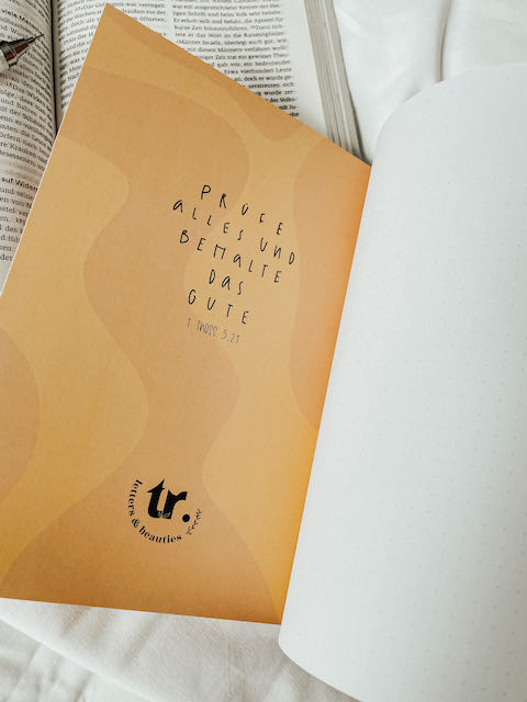 christliche Geschenke, christlicher shop, lettersandbeauties, Jahreslosung, Notizheft zum Bibellesen, behalte das Gute