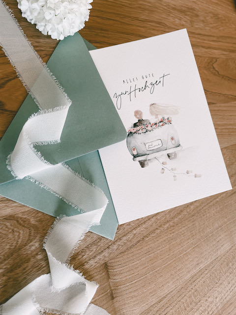 christliche Hochzeitskarte, Hochzeitskarte mit Aquarellmalerei, just married, Glückwunschkarte Hochzeit, lettersandbeauties