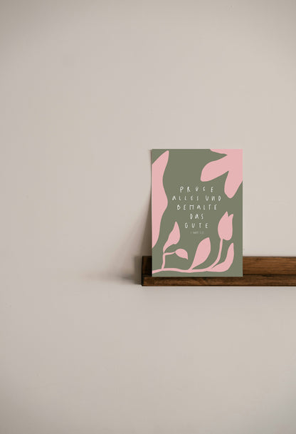 christliches Poster, Bibelversposter, christlicher onlineshop, lettersandbeauties, Jahreslosung 2025, prüfe alles und behalte das Gute