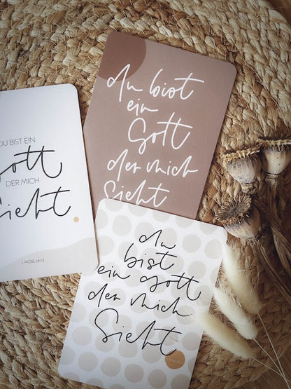 du bist ein Gott der mich sieht, Postkarte mit Bibelvers, Jahreslosung 2023