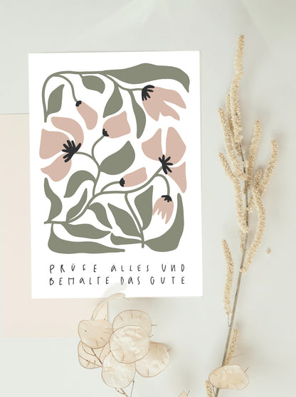 Jahreslosung 2025, Prüfe alles und behalte das Gute, Postkarten zur Jahreslosung, christliche Postkarten, Karten für die Gemeinde, Hauskreis, lettersandbeauties