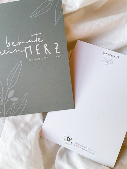 Postkarten mit Bibelvers, christliche Karte, christlicher shop, christliche Geschenke, lettersandbeauties, Behüte dein Herz