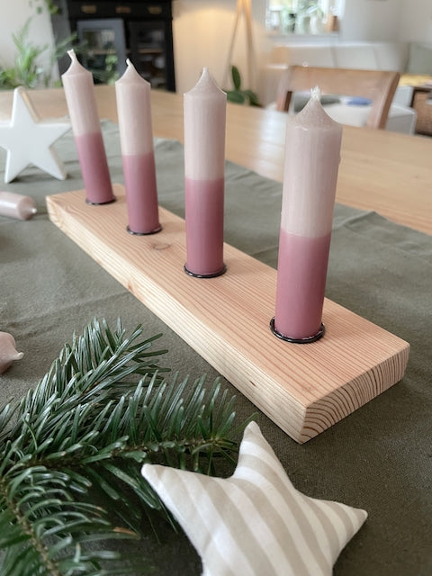 Kerzenbrett mit Dip Dye Kerzen