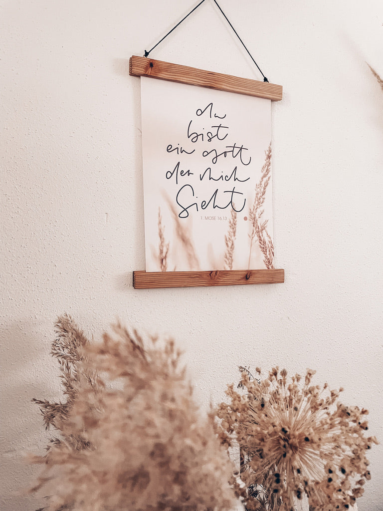 Poster zur Jahreslosung 2023, du bist ein Gott der mich sieht,  lettersandbeauties, christlicher onlineshop, Glaube im Alltag, Ermutigung