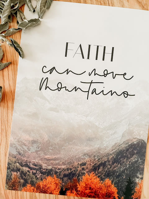 Poster für Christen, christlicher shop, christliche Geschenke, lettersandbeauties,  christliche Poster, Ermutigung, Faith can move Mountains