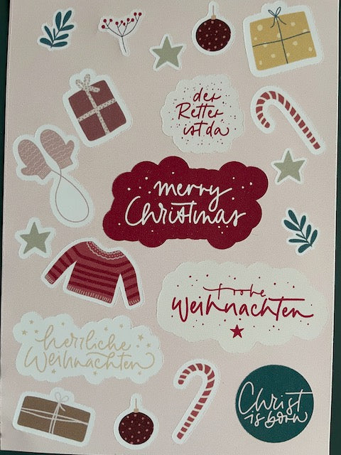 Weihnachtsliche Sticker, Stickersset xmas, Weihnachtsgeschenke, Aufkleber xmas
