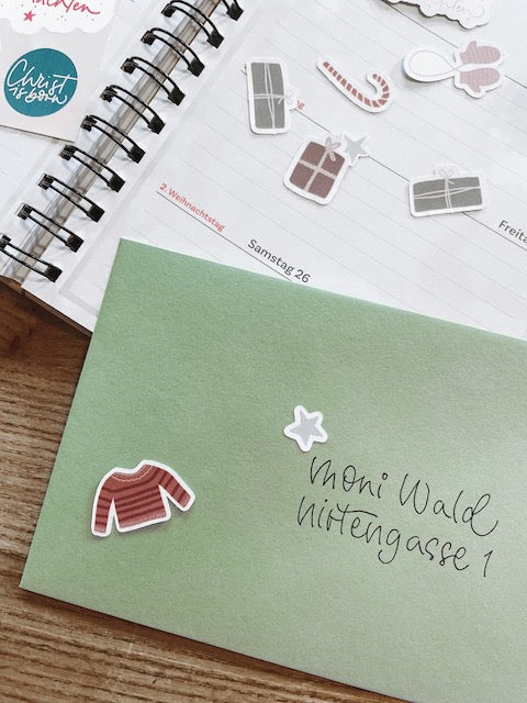 Weihnachtsliche Sticker, Stickersset xmas, Weihnachtsgeschenke, Aufkleber xmas