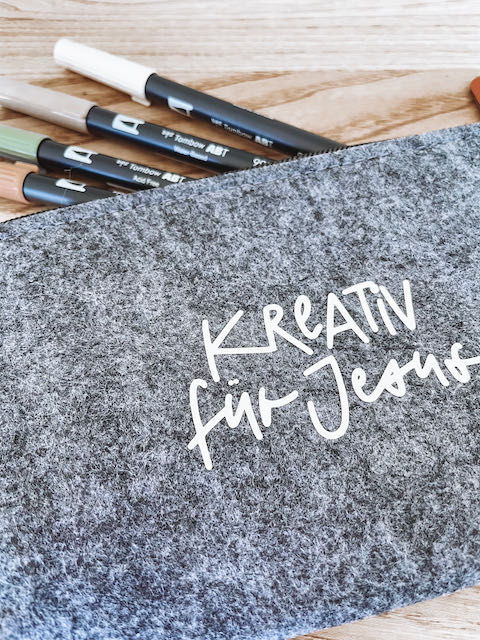 Stifteetui mit Schriftzug "kreativ für Jesus", Mäppchen, christliche Geschenke