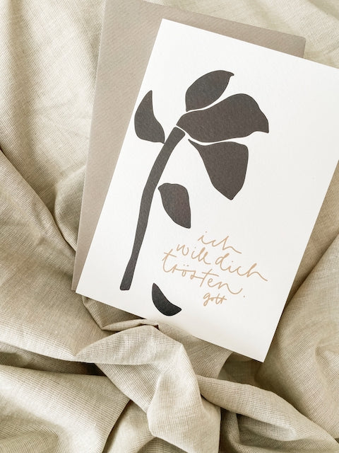 Trauerkarte, Beerdigung, Kondolenz, Beileidskarte, ich will dich trösten, die Liebe aber bleibt, Trauerkarte mit Bibelvers, christliche Trauerkarten, christlicher onlineshop, lettersandbeauties