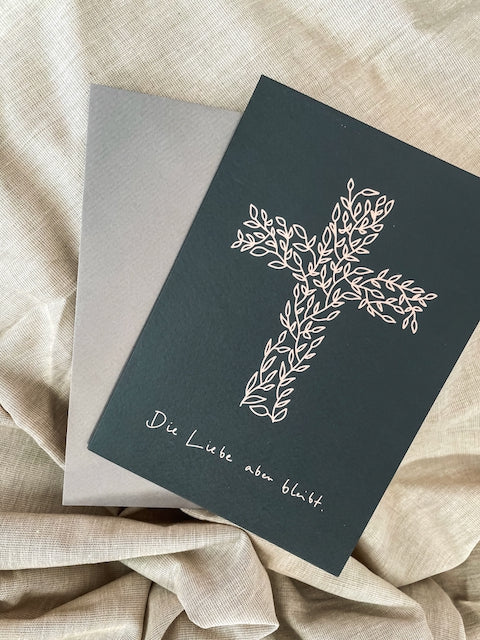 Trauerkarte, Beerdigung, Kondolenz, Beileidskarte, ich will dich trösten, die Liebe aber bleibt, Trauerkarte mit Bibelvers, christliche Trauerkarten, christlicher onlineshop, lettersandbeauties
