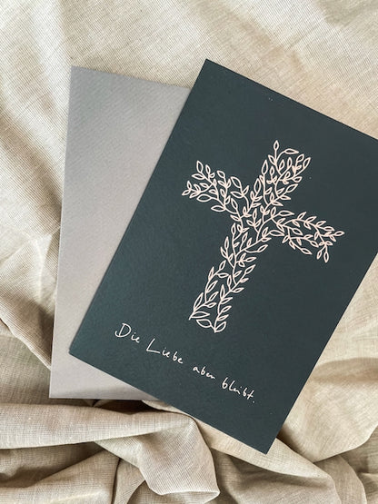 Trauerkarte, Beerdigung, Kondolenz, Beileidskarte, ich will dich trösten, die Liebe aber bleibt, Trauerkarte mit Bibelvers, christliche Trauerkarten, christlicher onlineshop, lettersandbeauties