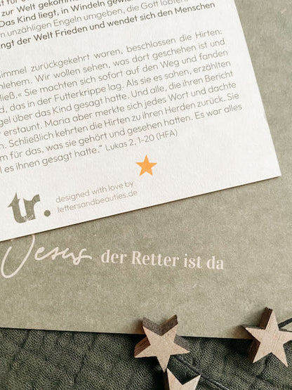 Weihnachtskarte mit Bibelvers, christliche Weihnachtskarte, Friedefürst, Wunderrat, lettersandbeauties, christlicher onlineshop, Glaube im Alltag, Ermutigung, Weihnachtsgeschichte, Weihnachtsgeschenke