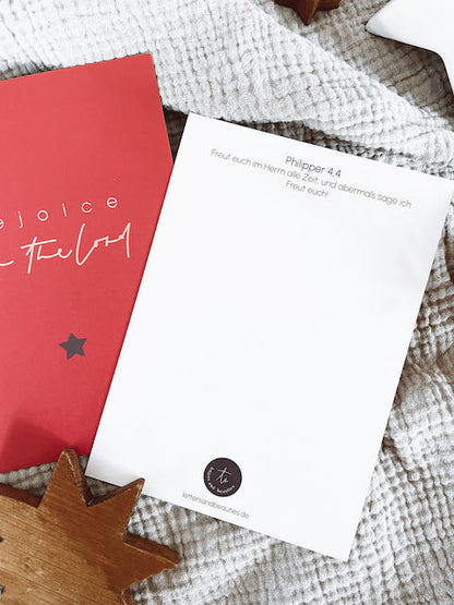 Weihnachtskarte mit Bibelvers, christliche Weihnachtskarten, christlicher onlineshop, Friedefürst, Jesus der Retter ist da, lettersandbeauties, gesegnete Weihnachten, Oh come let us adore him, rejoice in the Lord