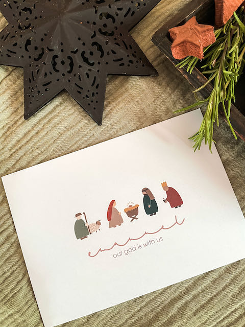 Weihnachtskarte mit Bibelvers, christliche Weihnachtskarten, christlicher onlineshop, Friedefürst, Jesus der Retter ist da, lettersandbeauties, gesegnete Weihnachten, Micha 5,3-4, Jesus wird unser Friede sein
