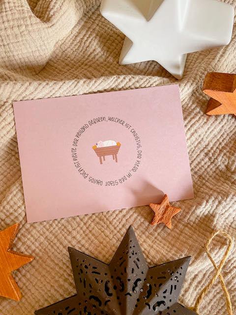 Weihnachtskarte mit Bibelvers, christliche Weihnachtskarten, christlicher onlineshop, Friedefürst, Jesus der Retter ist da, lettersandbeauties, gesegnete Weihnachten, Oh come let us adore him, rejoice in the Lord