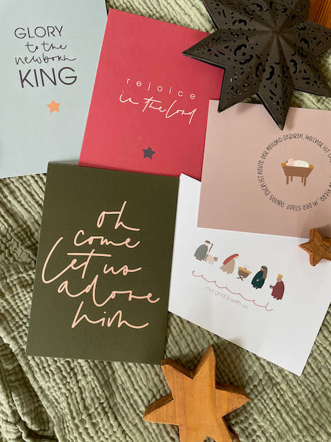 Weihnachtskartenset "glory to the newborn king"