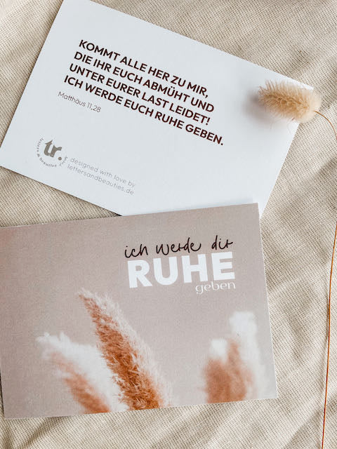 Karten zur Ermutigung, Affirmation, Segnungskarten, Hauskreis, ich werde dir Ruhe geben