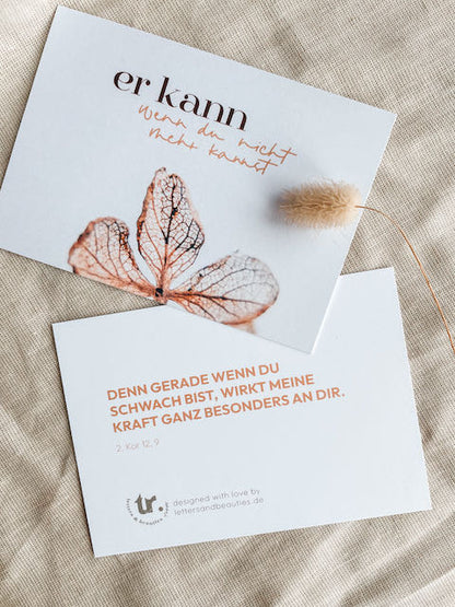 Karten zur Ermutigung, Affirmation, Segnungskarten, Hauskreis, meine Kraft ist in den Schwachen mächtig