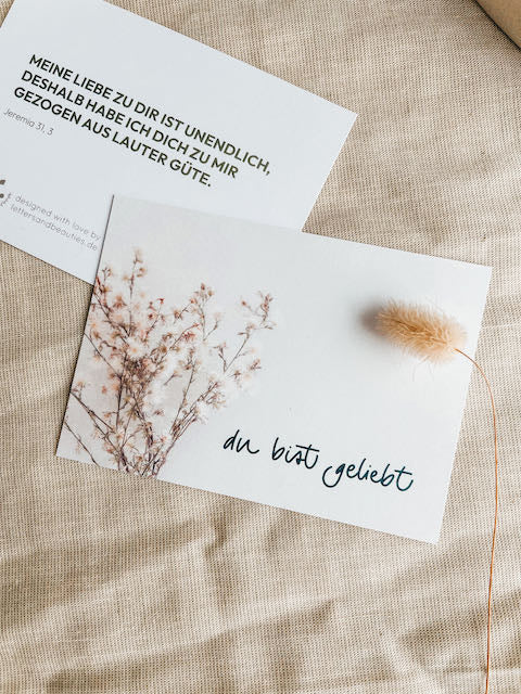 Karten zur Ermutigung, Affirmation, Segnungskarten, Hauskreis, du bist geliebt