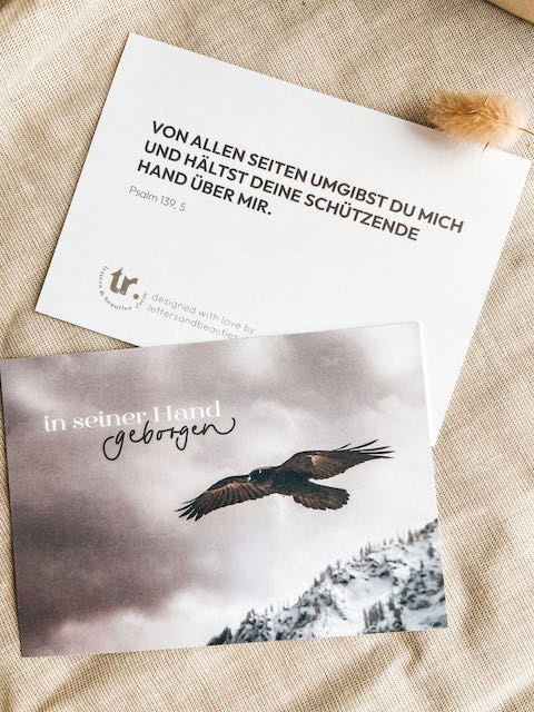 Karten zur Ermutigung, Affirmation, Segnungskarten, Hauskreis, in seiner Hand geborgen
