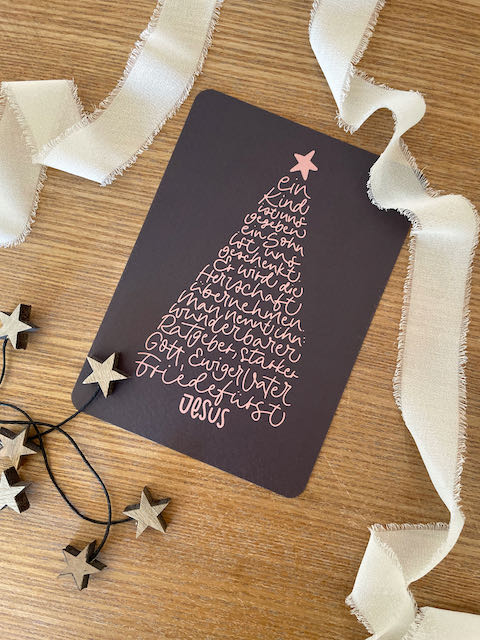 Weihnachtskarte mit Bibelvers, christliche Weihnachtskarten, christlicher onlineshop, Friedefürst, Jesus der Retter ist da, lettersandbeauties
