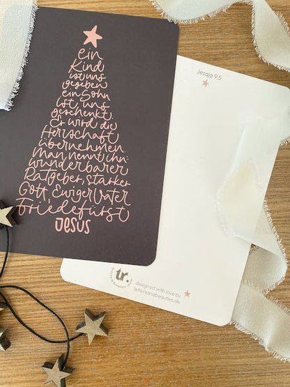Weihnachtskarte mit Bibelvers, christliche Weihnachtskarten, christlicher onlineshop, Friedefürst, Jesus der Retter ist da, lettersandbeauties
