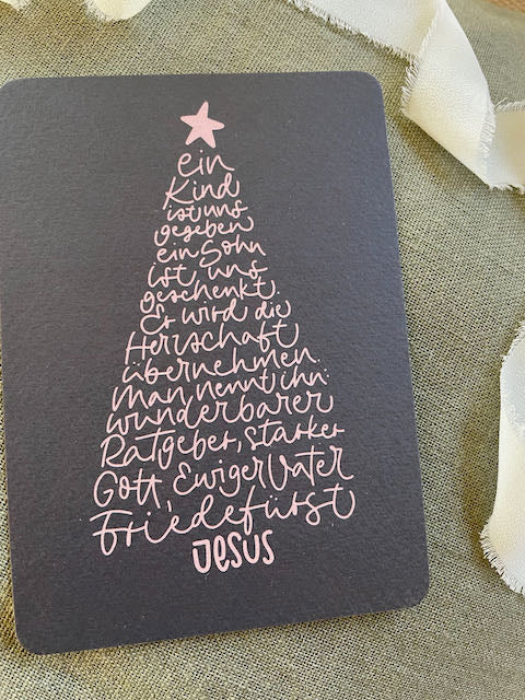 Weihnachtskarte mit Bibelvers, christliche Weihnachtskarten, christlicher onlineshop, Friedefürst, Jesus der Retter ist da, lettersandbeauties